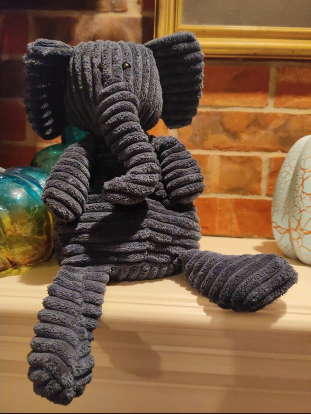Jellycat Corduroy Elephant Accent in Navy Blue